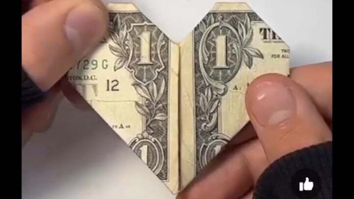 How to make a Heart Origami using money❤️💵