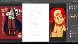 1451 - Shanks / ONE PIECE RED / #onepiecered / Sketch 1-5