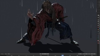 Tác phẩm quạt "Rurouni Kenshin" theo phong cách vẽ tay của máy xay sinh tố