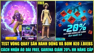 (Free Fire) Test Vòng Quay Săn Hành Động Và Skin Bom Keo J.BIEBS, Cách Nhận Gói ÁO DÀI FREE Cực Dễ