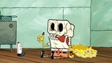 Spongebob had thorns on his hands, and in order to remove them, he tore off the skin!