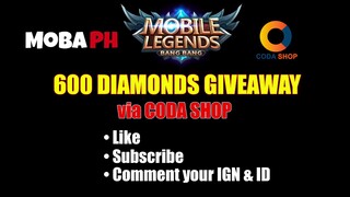 600 DIAMONDS GIVEAWAY MOBILE LEGENDS by Moba PH