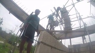 PHILIPPINES CONCRETE PARTY IS A 13 MAN BUCKET BRIGADE  IN FLIP FLOPS