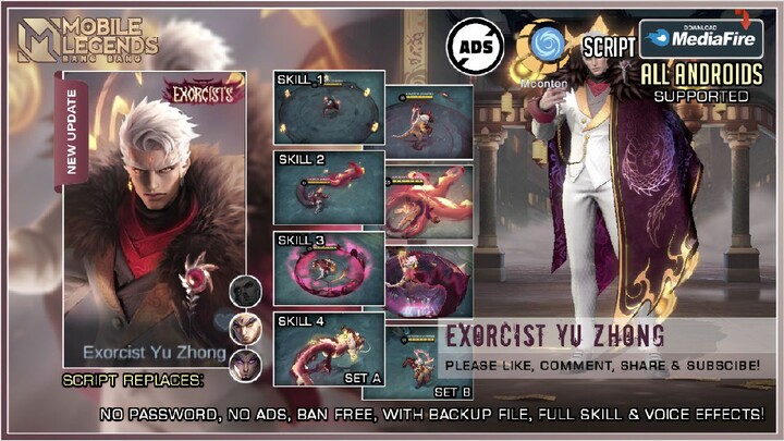 Exorcist Yu Zhong skin script | Full effects, no password, no ads, and a backup file!