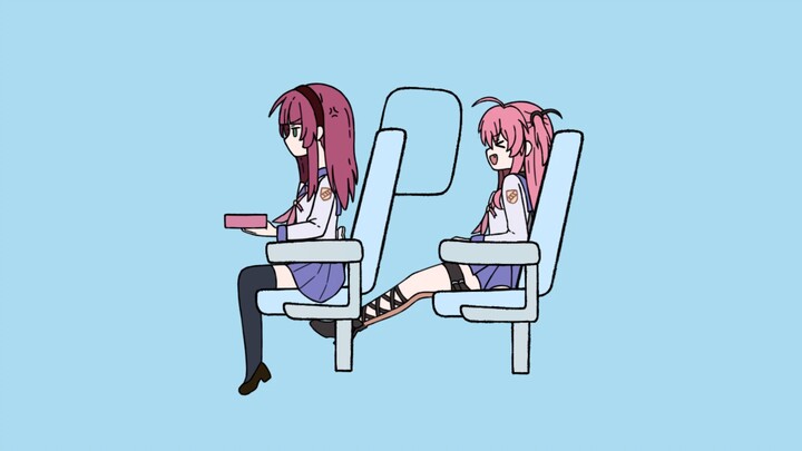 Yuri ditendang di kursi oleh Yui di belakangnya di Shinkansen