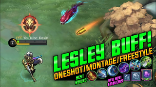 BUFFED LESLEY SATISFYING CRIT MONTAGE + LESLEY BEST BUILDS & EMBLEMS - MLBB