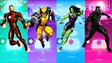 Iron Man 🆚 Wolverine X-Men 🆚 She-Hulk 🆚 Black Panther | Marvel Heroes | Tiles Hop Fun Ball