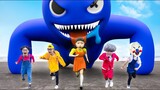 TEAM SCARY TEACHER 3D IRL & Doll Squid Game Vs Roblox Rainbow Friends (BLUE) challenges