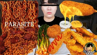 ASMR MUKBANG 직접 만든 양념 치킨먹방! 스테이크 짜파게티 레시피 & 먹방 FRIED CHICKEN AND BLACK BEAN NOODLES EATING SOUND!