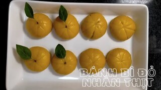 Bánh bí đỏ nhân thịt ngon ngất ngây/ món ăn vặt từ bí đỏ/mẹ của nhím/Vlog 32