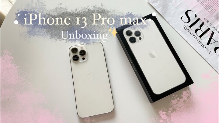 iPhone 13 pro max Silver Unboxing 💫 + accessories ( แกะกล่องไอโฟน 13 )