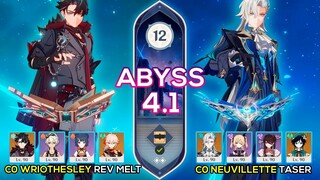 C0 Wriothesley Reverse Melt & C0 Neuvillette Taser Spiral Abyss 4.1 Floor 12 9 stars Genshin Impact