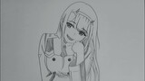 Cara menggambar anime  ZERO TWO || Darling In The Franxx