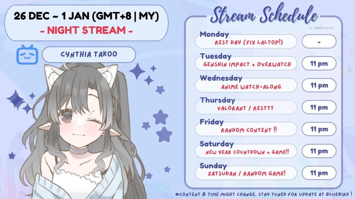 🐙 Live Schedule Up! ➡️ 26/12 - 1/1🐙 | MYVT [EN/BM/中文/KR/JP]