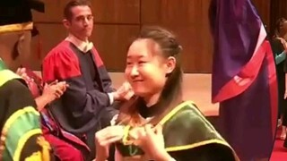 Opening graduation ceremony with somersault in the UK