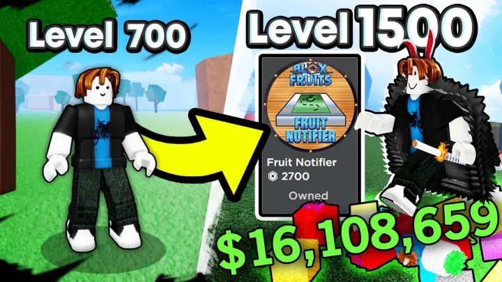 NOOB To PRO Part 2 With DEVIL FRUIT NOTIFIER (Level 700 to Level 1500) In Blox Fruits