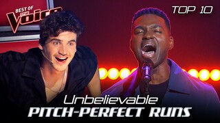 Talent with PITCH-PERFECT RUNS in the Blind Auditions of The Voice | Top 10