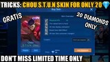 HOW TO BUY CHOU S.T.U.N SKIN FOR ONLY 20 DIAMONDS (TUTORIAL) DONT MISS MOBILE LEGENDS 2021