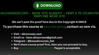 [Allcoursess.com] Niche Site Academy - From 0 to $15,000/mo from ONE niche site