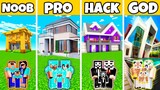 Minecraft Battle: Modern Family New House Build Challenge - Noob vs Pro vs Hacker vs God