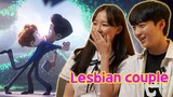 Korean Teen Lesbian Couple Watch Gay Couple in American Animations!!