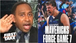 FIRST TAKE | "Luka, that’s a point god"- Stephen A. goes crazy Mavs rout Suns Gm 7, to face Warriors