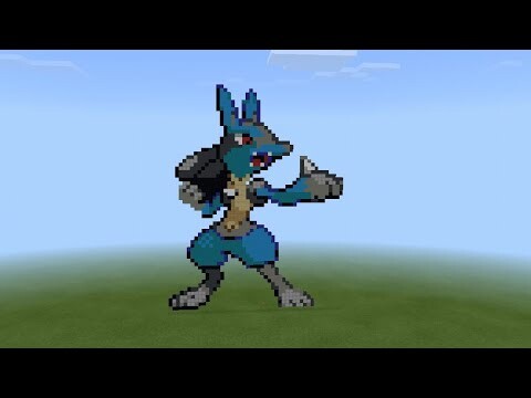 [SPEED X8] MAKING LUCARIO PIXEL ART IN MCPE