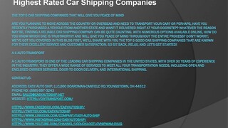 Highest Rated Car Shipping Companies