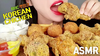 ไก่ทอดเกาหลี ASMR MUKBANG(ไม่มีการพูดคุย Mukbang) เสียงจริง