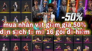 Free Fire| Mua Nhân Vật Gói Độc Quyền Giảm Giá 50% - Dọn Sạch Tủ Acc Nhỏ Mở 16 Gói Đồ Ăn Tết