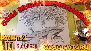 20 menit menggambar anime dengan mudah.  karakter gojo Satoru dari jujutsu kaisen