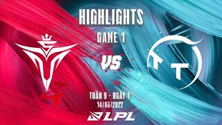 V5 vs TT | Highlights - Game 1 | Tuần 9 Ngày 1 | LPL Mùa Xuân 2022