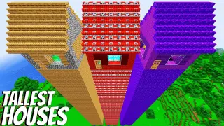 What's INSIDE the HIGHEST HOUSES in Minecraft ? VILLAGE HOUSE vs TNT HOUSE vs PORTAL HOUSE !