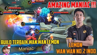 NEW MANIAC BEST BUILD !! WAN WAN RRQ LEMON INDONESIA NO.2 SUPREME MOBILE LEGENDS