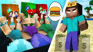 Poor Mermaids vs Rich Herobrine Love Curse ! - Minecraft Animation