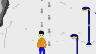 恐怖动画：雪地上的脚印