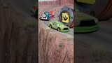 Strange Cars Surviving Dangerous Cliff with SpongeBob Bollard | BeamNG.Drive