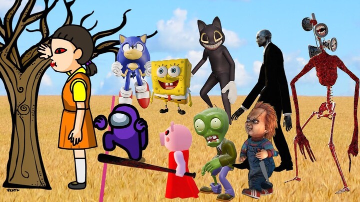 어몽어스 오징어 게임 squid game / among us / siren head /cartoon cat / piggy / spongebob / sonic /slenderman