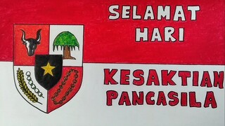 Menggambar poster hari kesaktian pancasila || Menggambar lambang pancasila