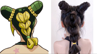 "Jo Jo's Bizarre Adventure 6 Sea of Stones" Gaya rambut Kujo Xu Lun tutorial mengepang rambut asli l