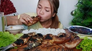 MUKBANG/INIHAW NA LIEMPO,MANOK,TILAPIA,BANGUS TORATANG TALONG AT DINUGUAN Collab@Momshie Babes