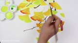 Lukisan Oil Pastel - Daun Ginkgo Yang Indah