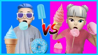 AKU VS LENLEN CHALLANGE MAKAN 1 WARNA! BIRU VS PINK