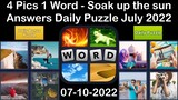4 Pics 1 Word - Soak up the sun - 10 July 2022 - Answer Daily Puzzle + Bonus Puzzle