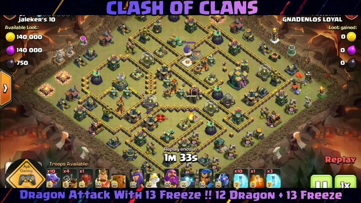Dragon Attack With 13 Freeze !! 12 Dragon + 13 Freeze - Th14 Attack Strategy 2022 #1