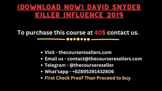 [Download Now] David Snyder Killer Influence 2019