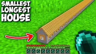 How to BUILD BEST LONGEST SMALLEST HOUSE in Minecraft ? INCREDIBLY HOUSE ! WHAT INSIDE SMALL HOUSE ?