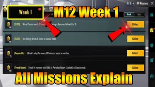 BGMI/PUBG M12 Week 1 Missions Explain | Royale Pass Toy World Week 1 All Mission Explain