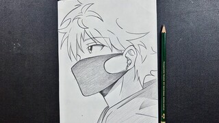 How to draw anime boy wearing face mask n AirPods