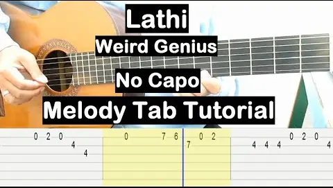 Lathi Guitar Lesson Melody Tab Tutorial No Capo Guitar Lessons for Beginners